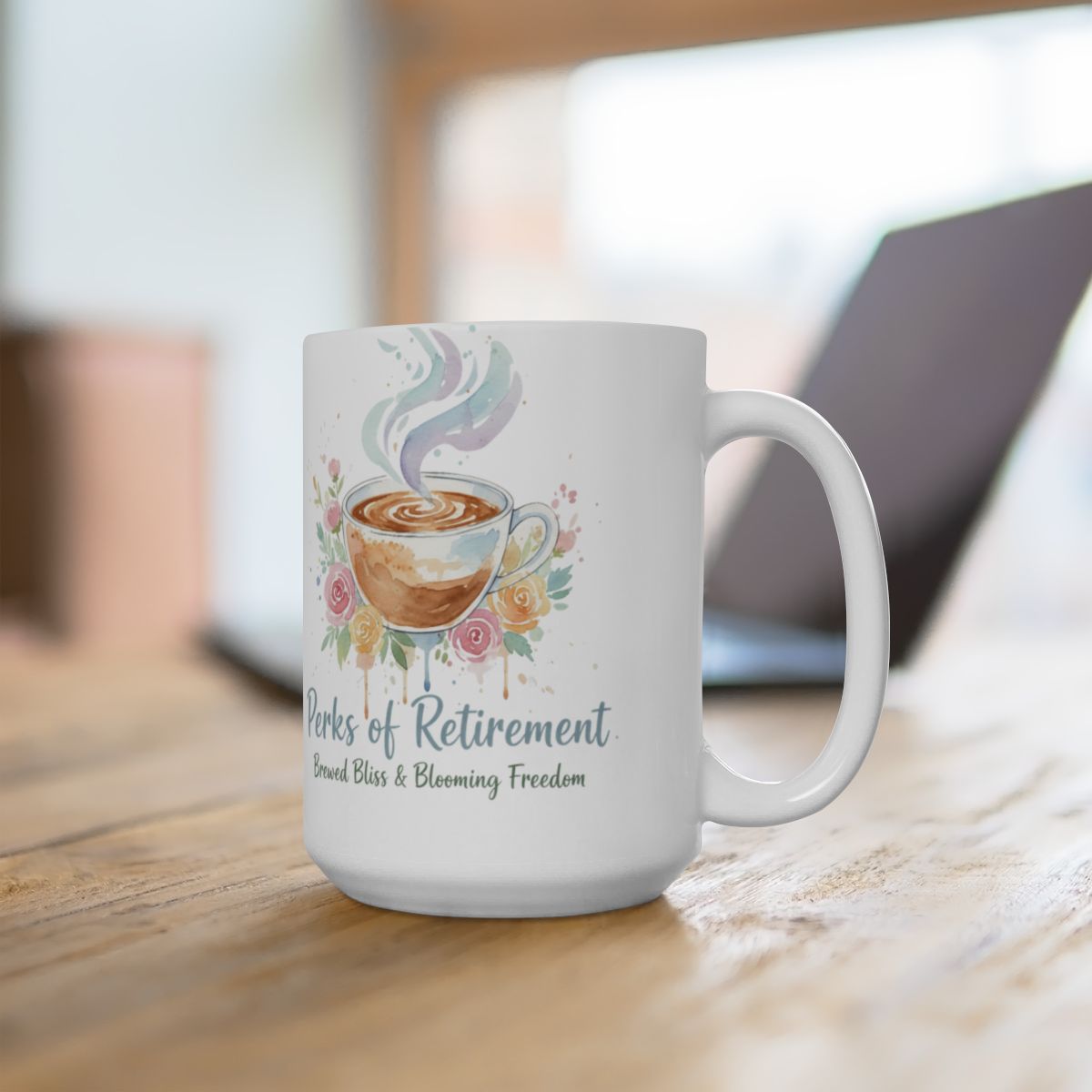 Perks of Retirement Bliss and Blooming Freedom Mug