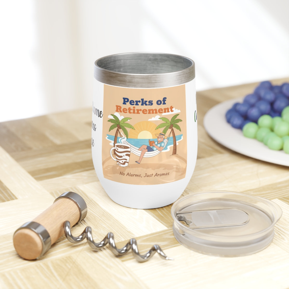 Perks of Retirement Wine Tumbler with Lid for Relaxation