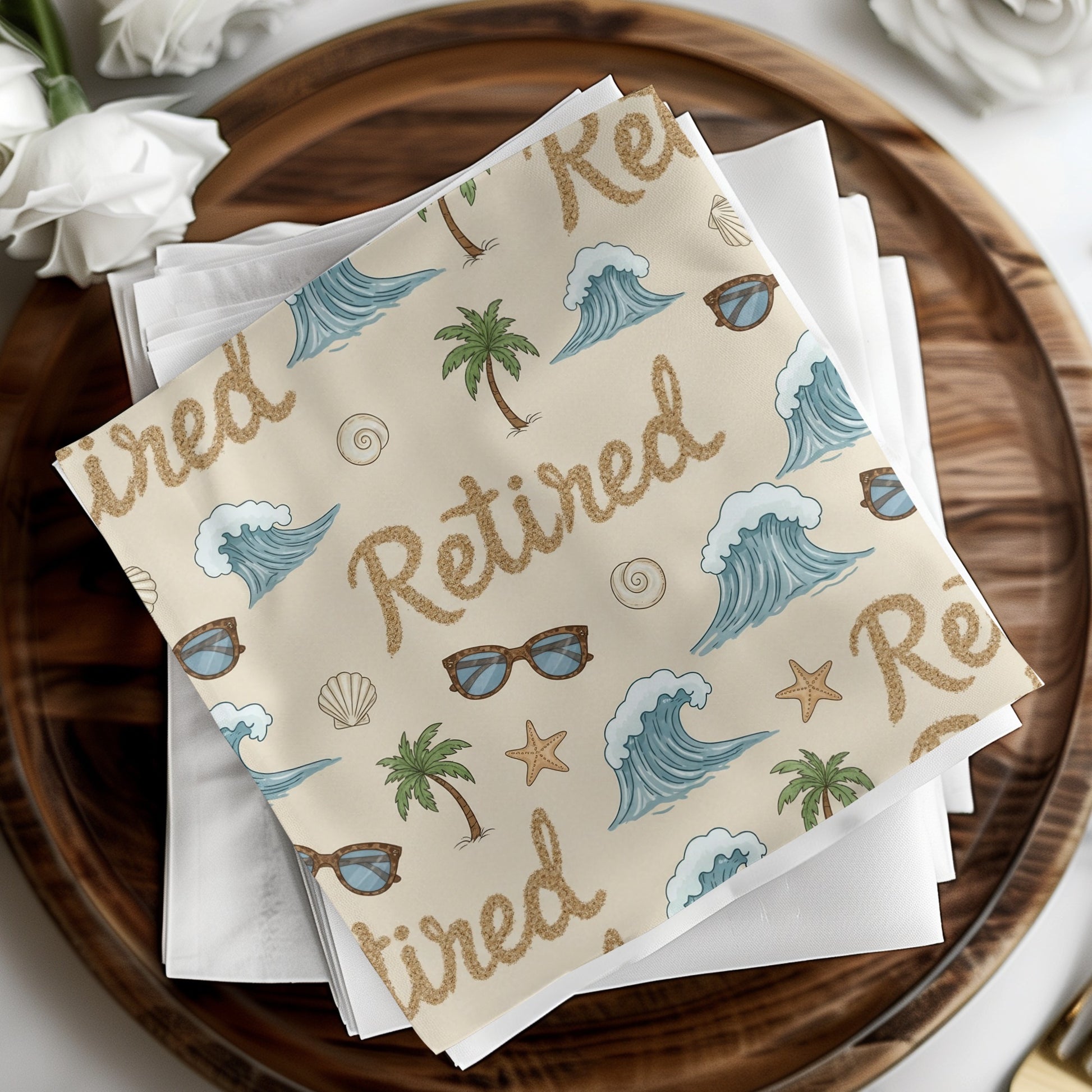 Fun Coastal Retirement Themed Napkin Set for Celebrations