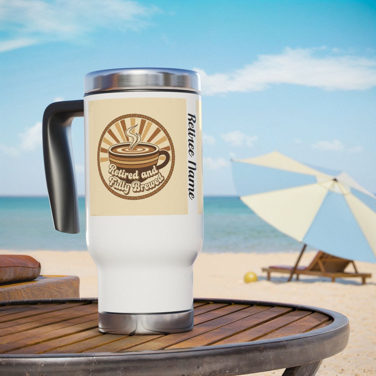 Retired and Fully Brewed Personalised Travel Mug