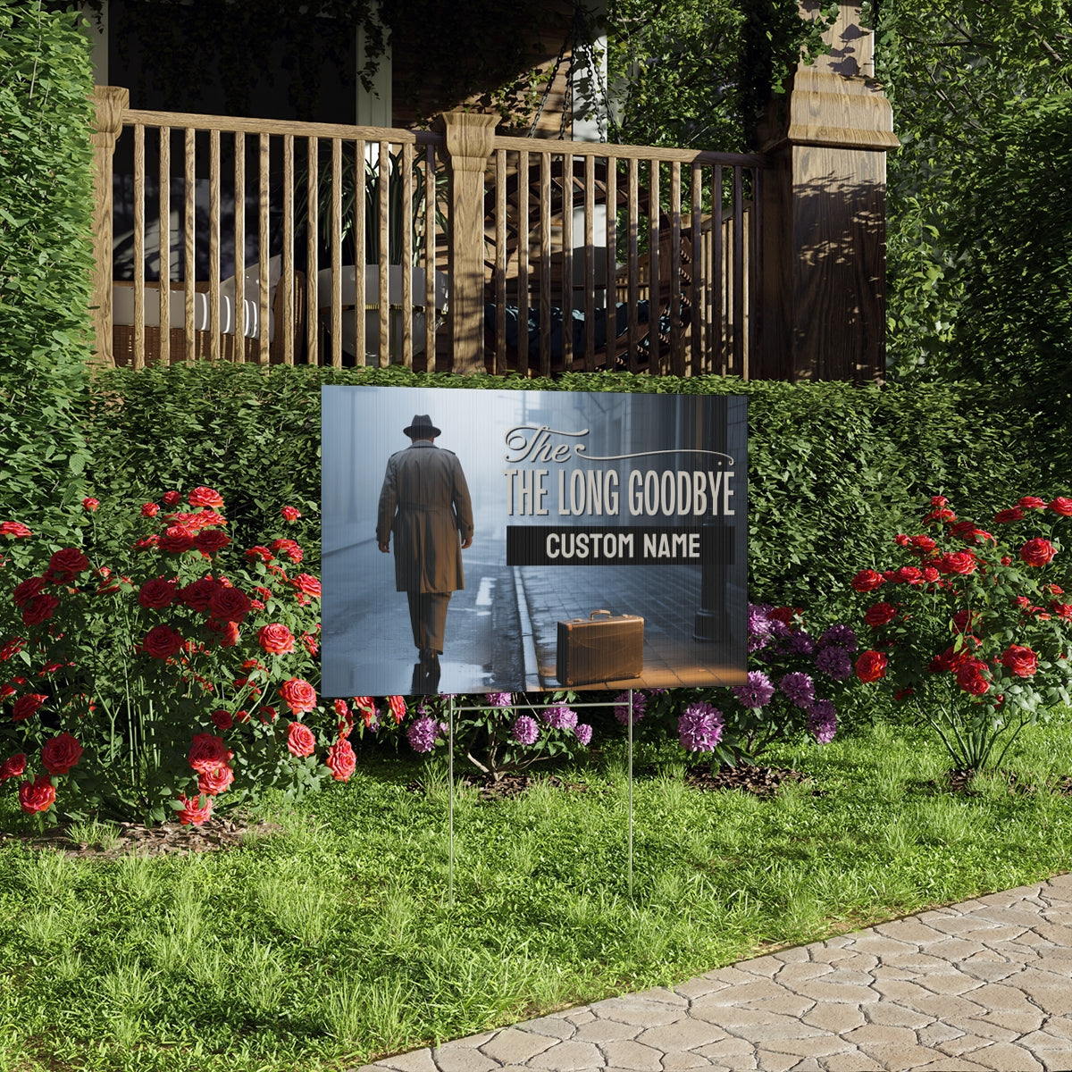 The Long Goodbye Dramatic Scene Graphic Design Vinyl Banner or Yard Sign - Retiree Gifts Retirement Party