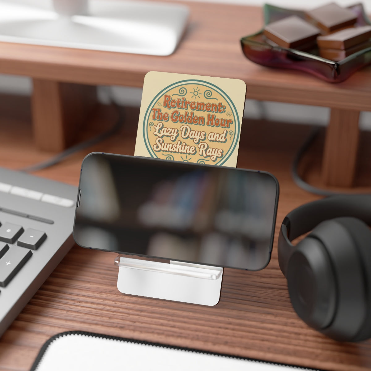 Retirement The Golden Hour Lazy Days Sunshine Rays | Retirement The Golden Hour Personalized Phone Stand or Phone Charger - Retiree Gifts Retirement Party