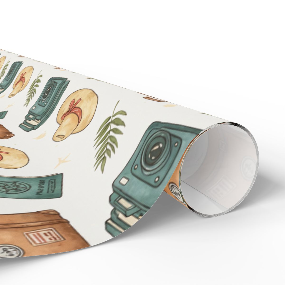 Artistic Travel Elements Wrapping Paper Design