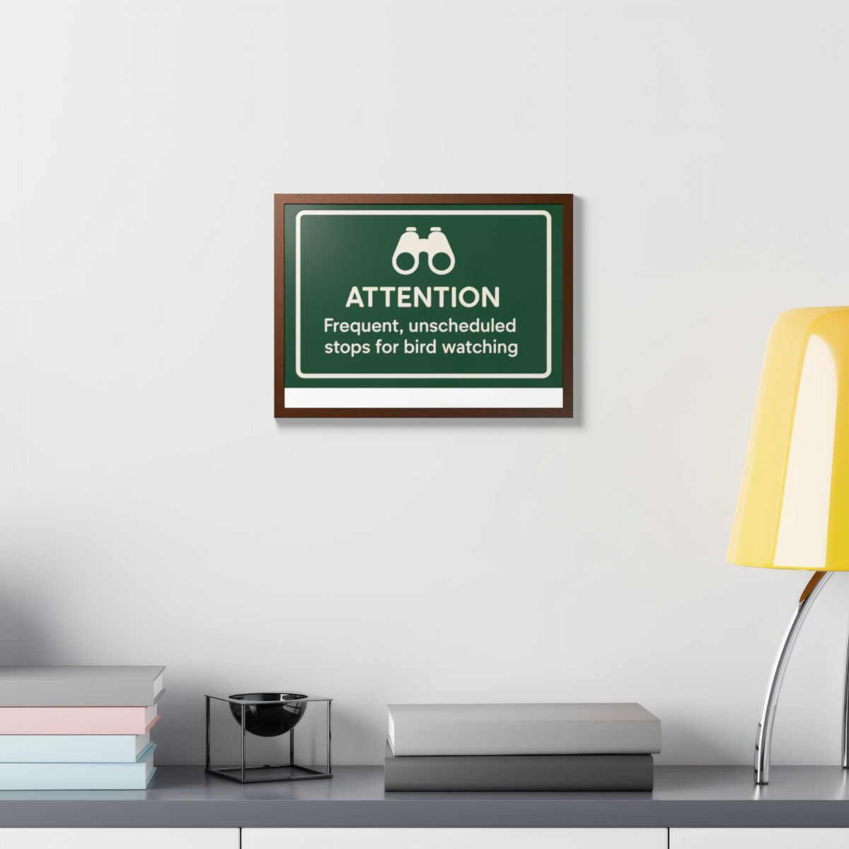 Attention Frequent Bird Watching Stops Sign Framed Art Posters - Retiree Gifts Retirement Party