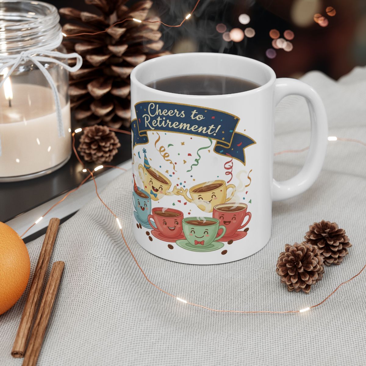 Cheers to Retirement Fun Celebratory Mug with Cute Design