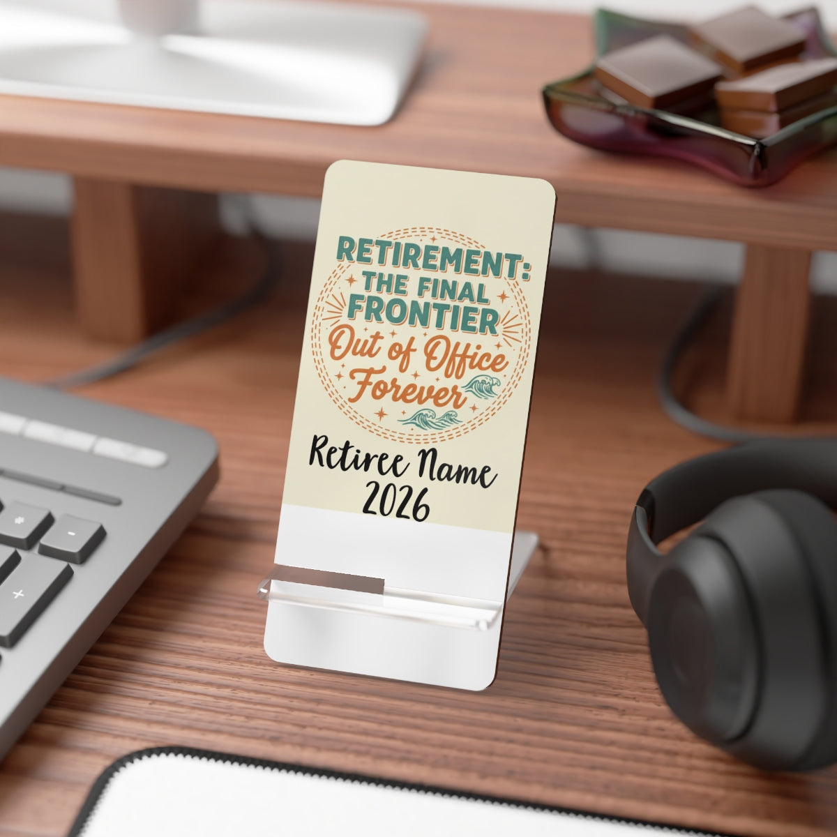 Retirement The Final Frontier | Out of Office Forever | Personalized Phone Stand or Phone Charger - Retiree Gifts Retirement Party