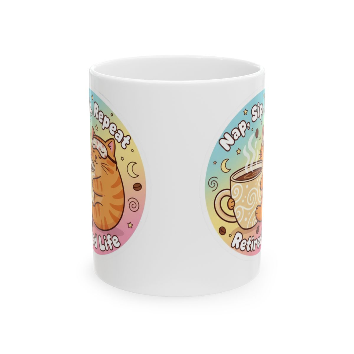 Funny Cat Nap Sip Repeat Retired Life Coffee Mug