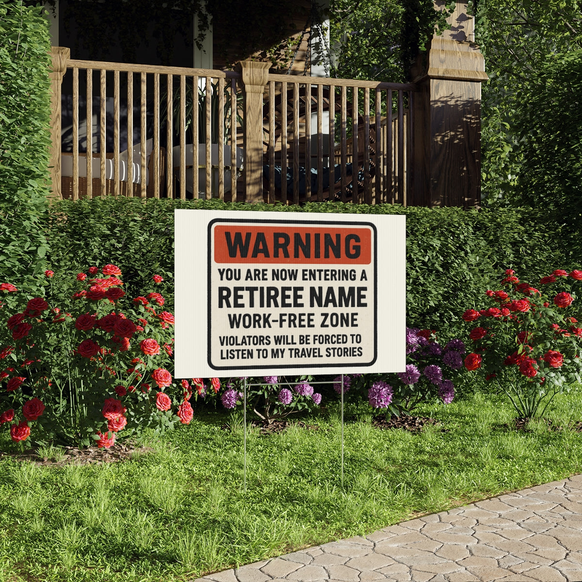 Warning You Are Now Entering A Retiree Zone Large Vinyl Banner or Yard Sign - Retiree Gifts Retirement Party