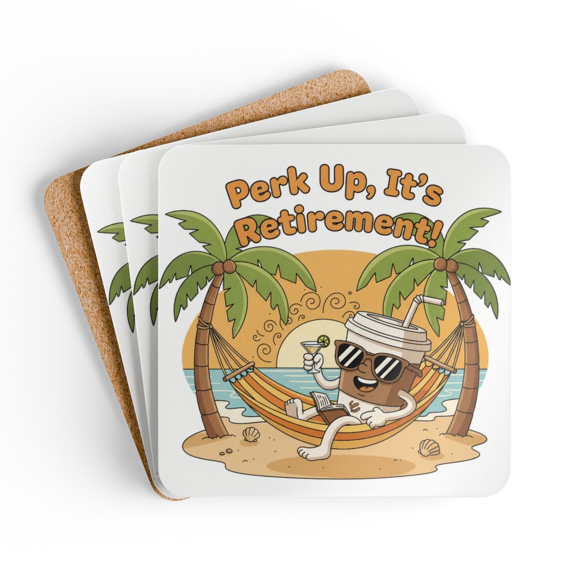 Perk Up It's Retirement Hammock Coasters Set