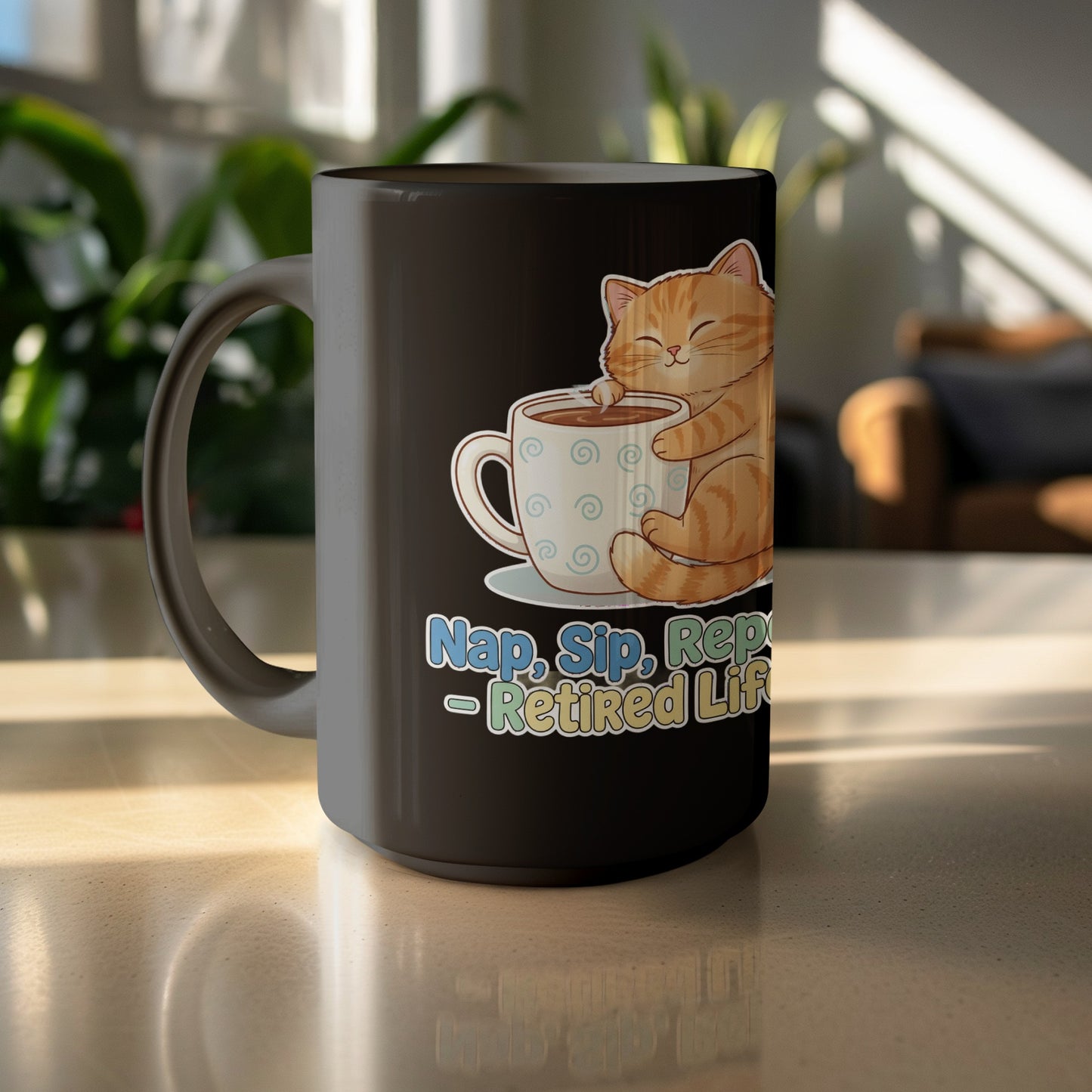 Nap Sip Repeat Retired Life Cat Coffee Mug