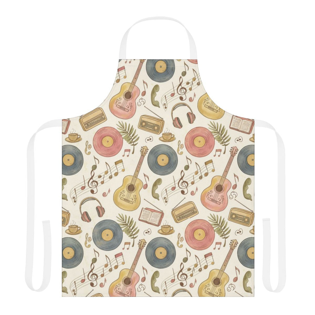 Colorful Musical Notes and Instruments Design Apron