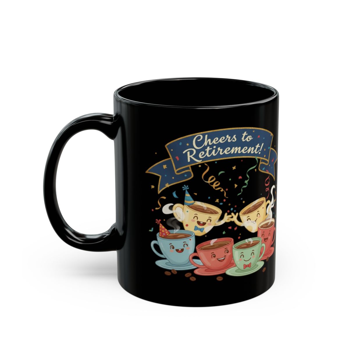 Cheerful Cheers to Retirement Coffee Mug with Cute Cups