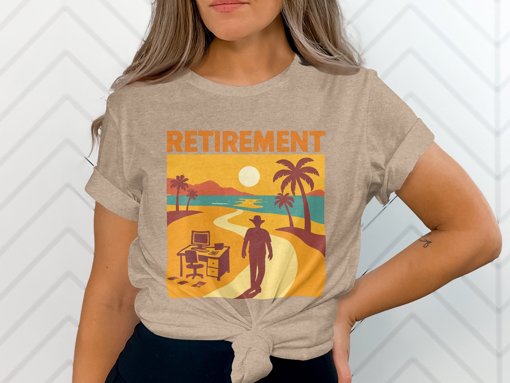 Retirement Graphic Design | A New Path Beckons | Soft Color Bella T-Shirts - Retiree Gifts Retirement Party
