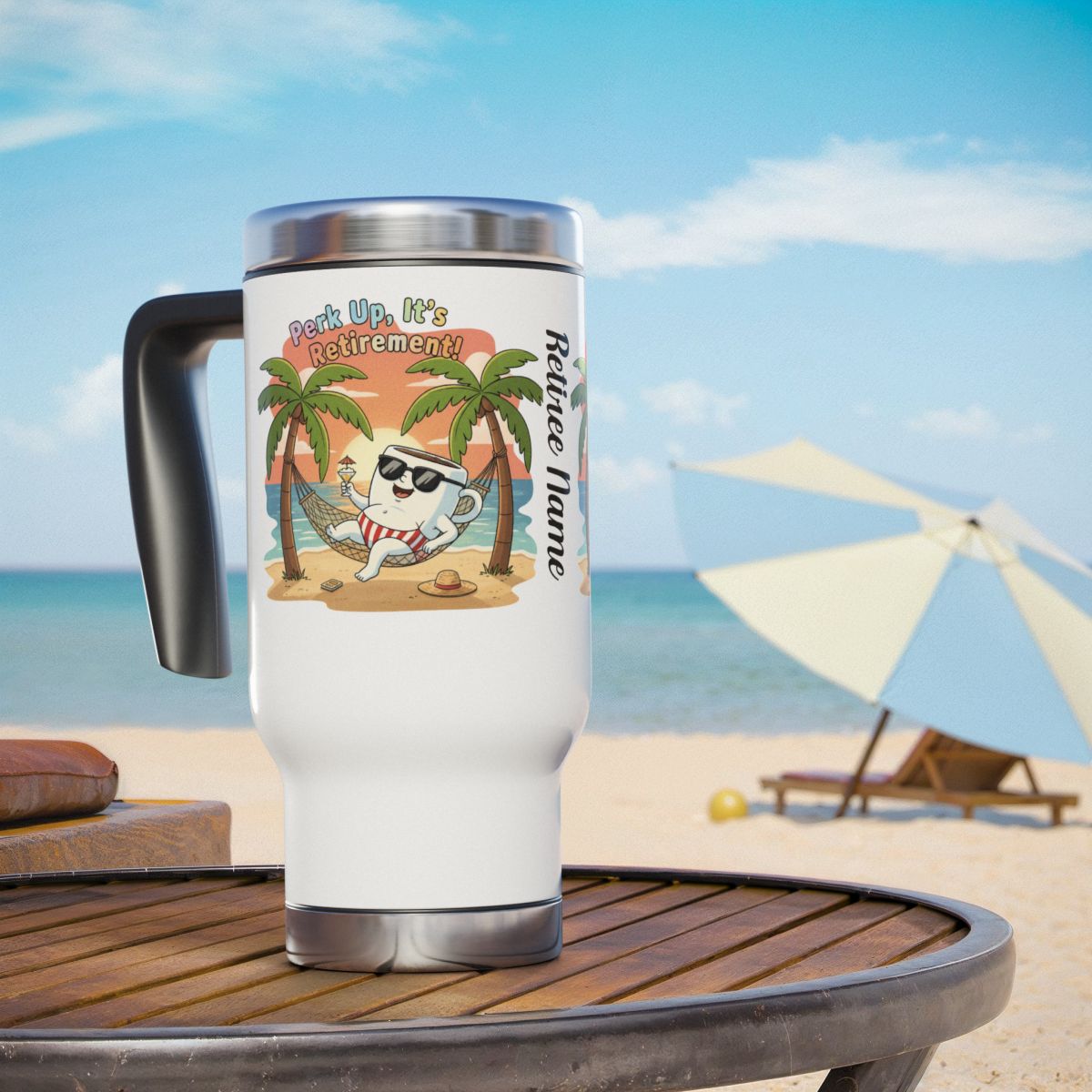 Retirement Beach Vacation Theme Travel Mug Product