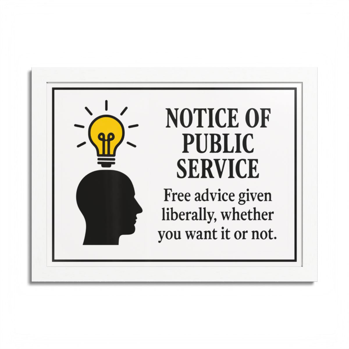 Notice Of Public Service Advice Given Framed Art Posters - Retiree Gifts Retirement Party
