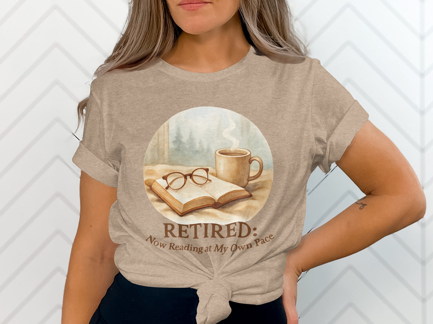 Retired Now Reading at My Own Pace | Warm Scene Soft Color Bella T-Shirts - Retiree Gifts Retirement Party