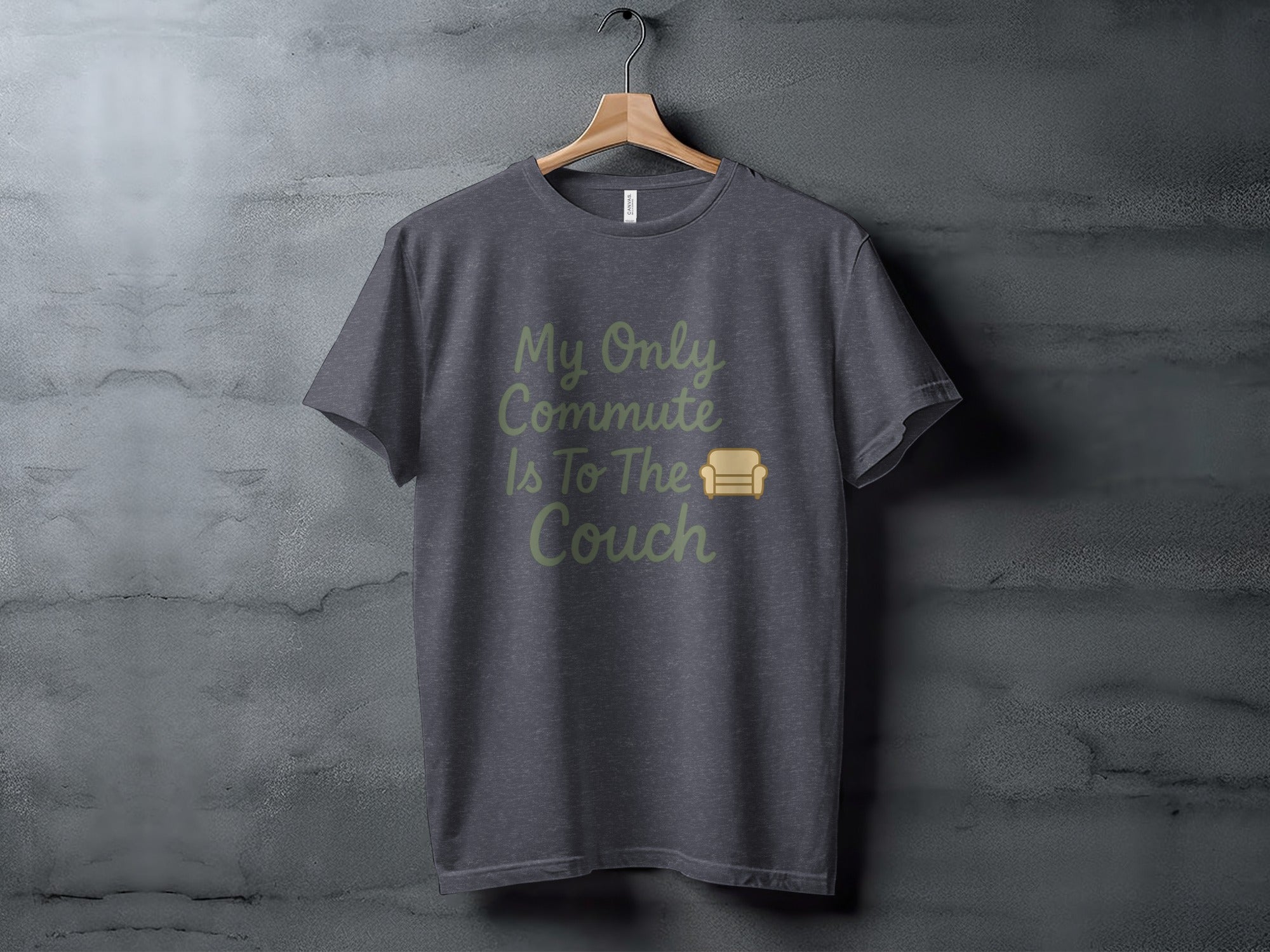 My Only Commute Is To The Couch | Dark Heather Color Bella T-Shirts - Retiree Gifts Retirement Party