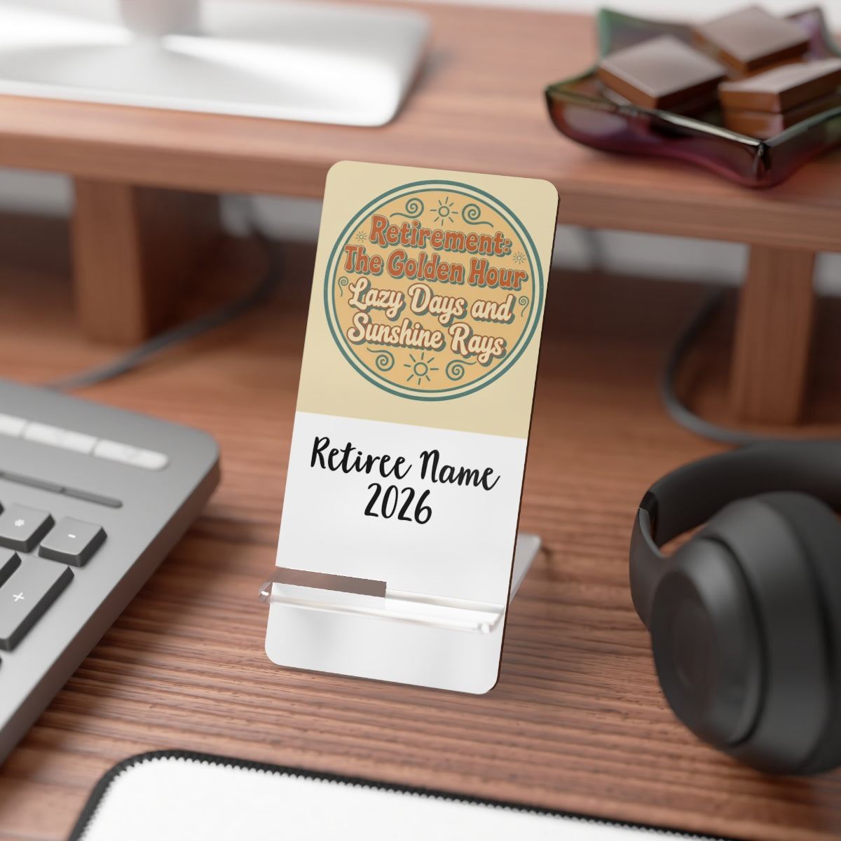 Retirement The Golden Hour Lazy Days Sunshine Rays | Retirement The Golden Hour Personalized Phone Stand or Phone Charger - Retiree Gifts Retirement Party