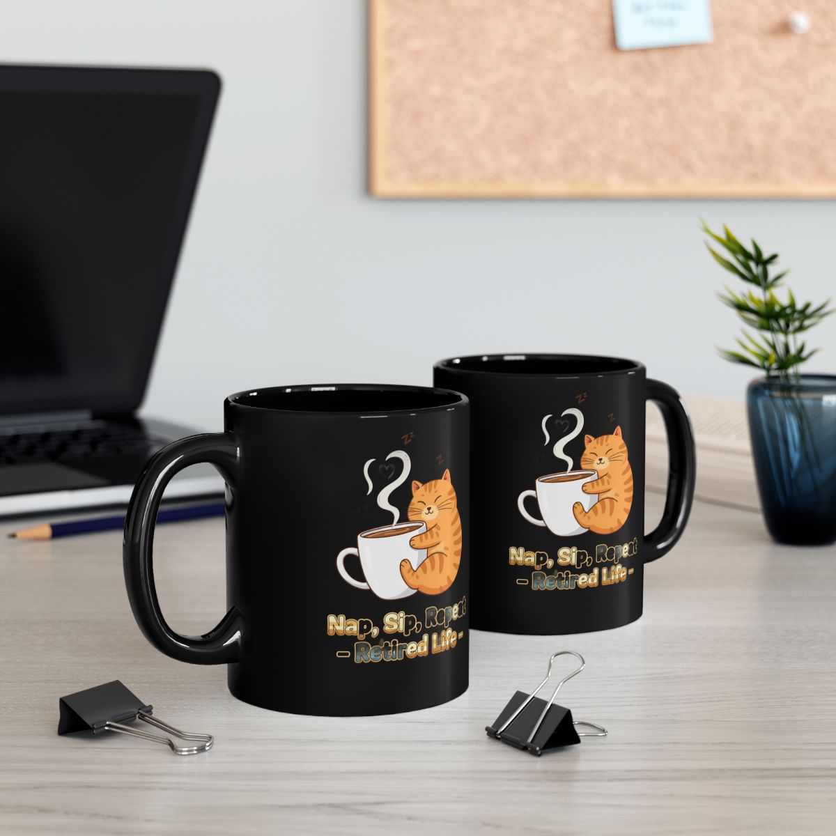 Nap Sip Repeat Retired Life Funny Cat Mug
