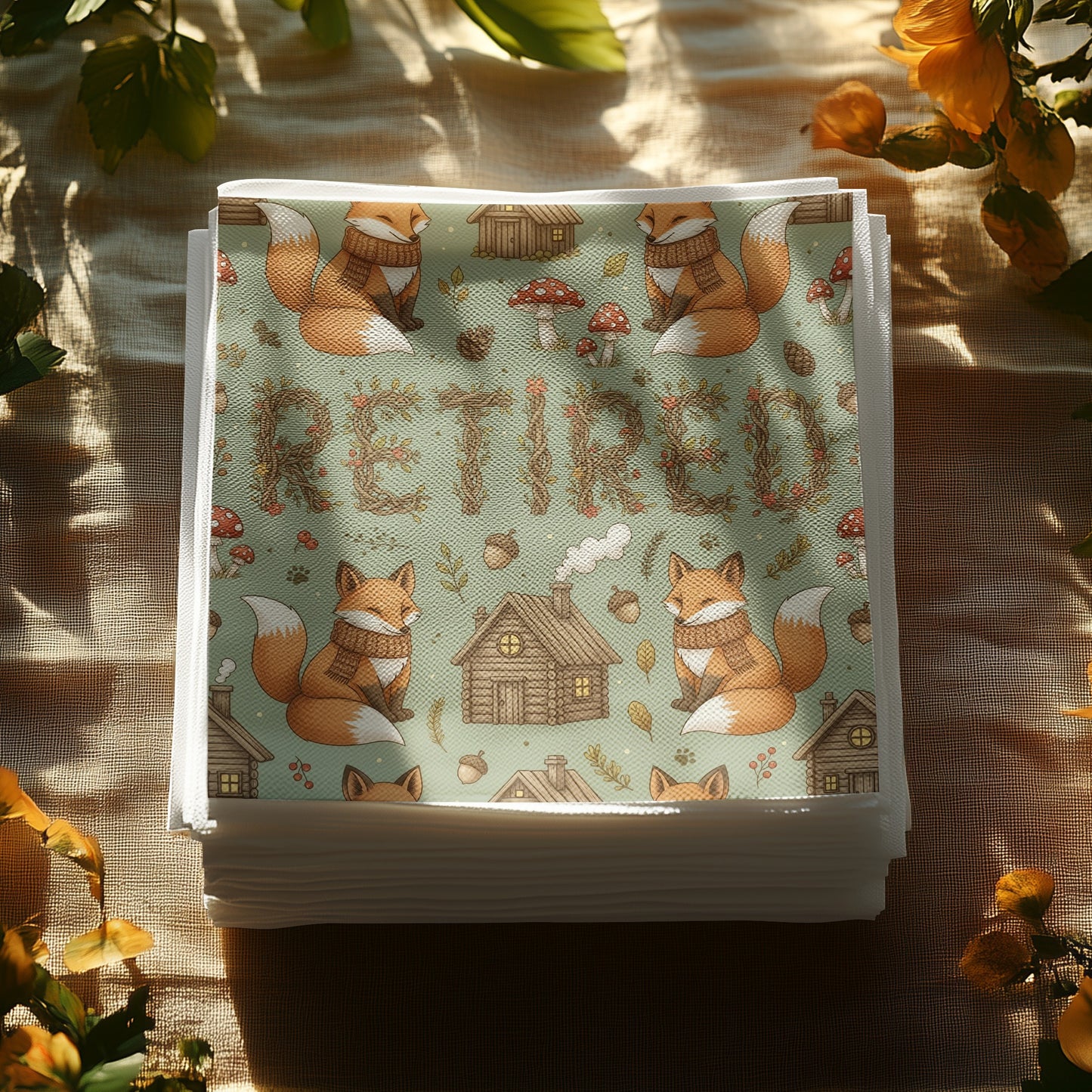 Retired Woodland Fox Themed Paper Napkin Set