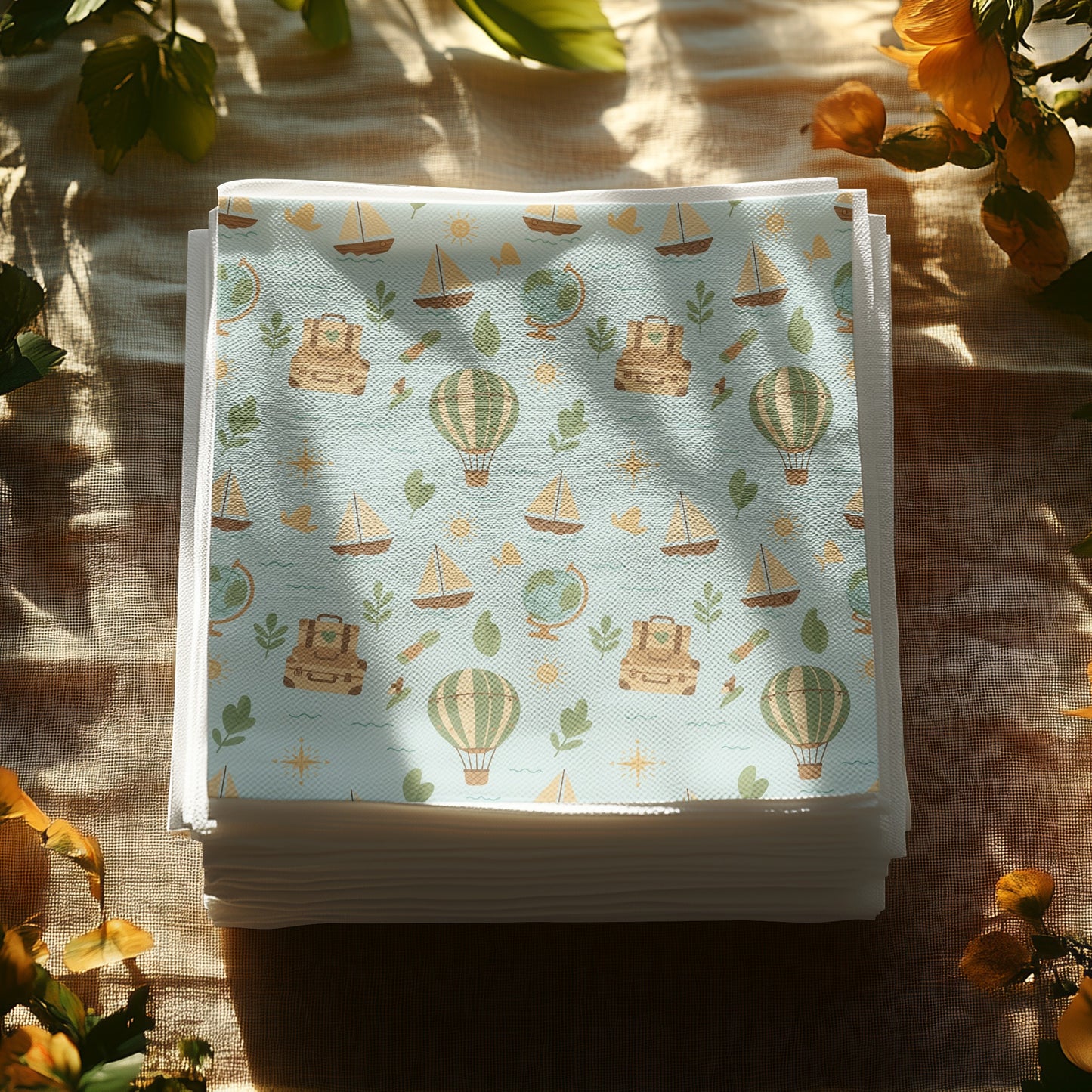 Vintage Travel Inspired Paper Napkin Product