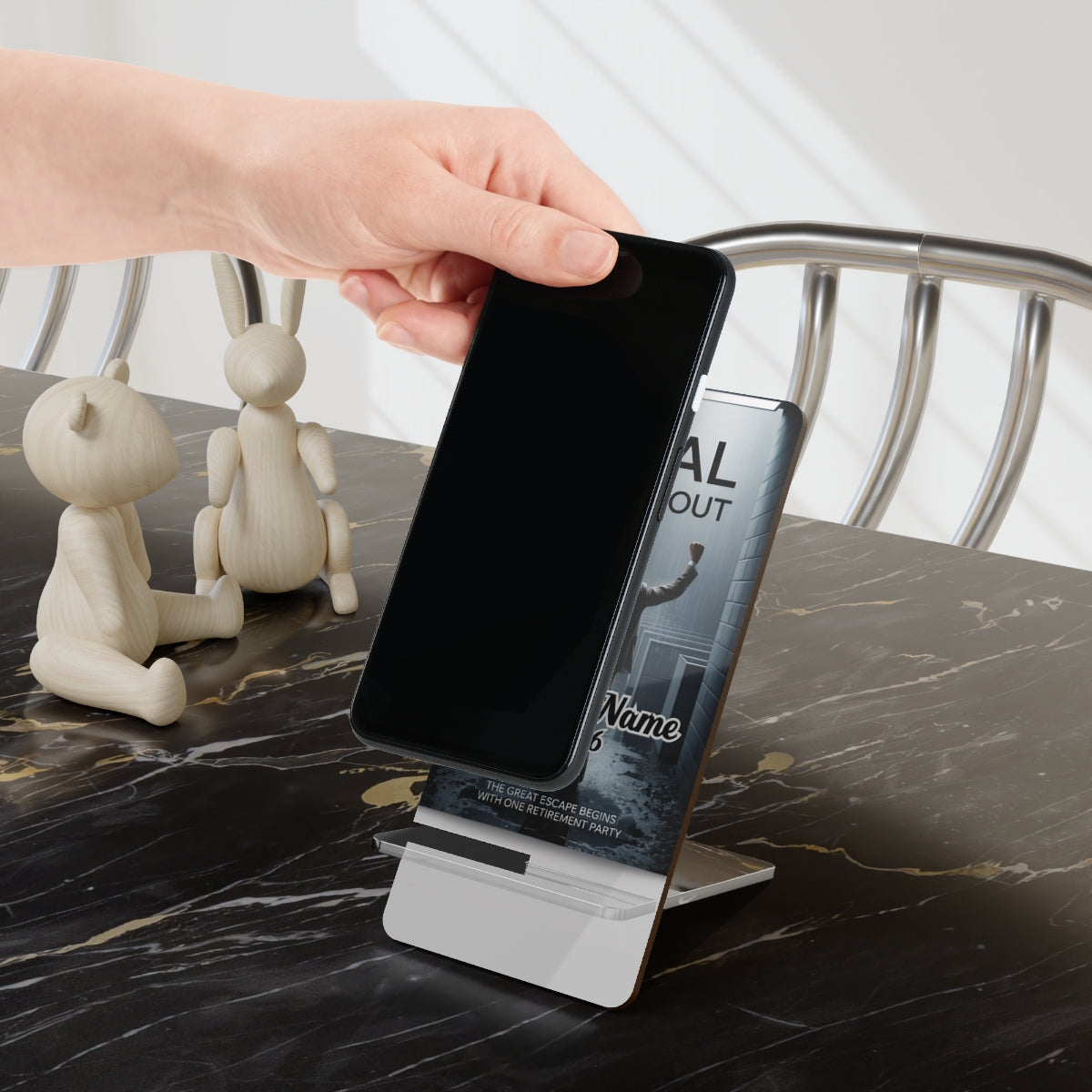 The Final Clock-Out | Escape Begins with One Party | Personalized Mobile Phone Display Stand - Retiree Gifts Retirement Party