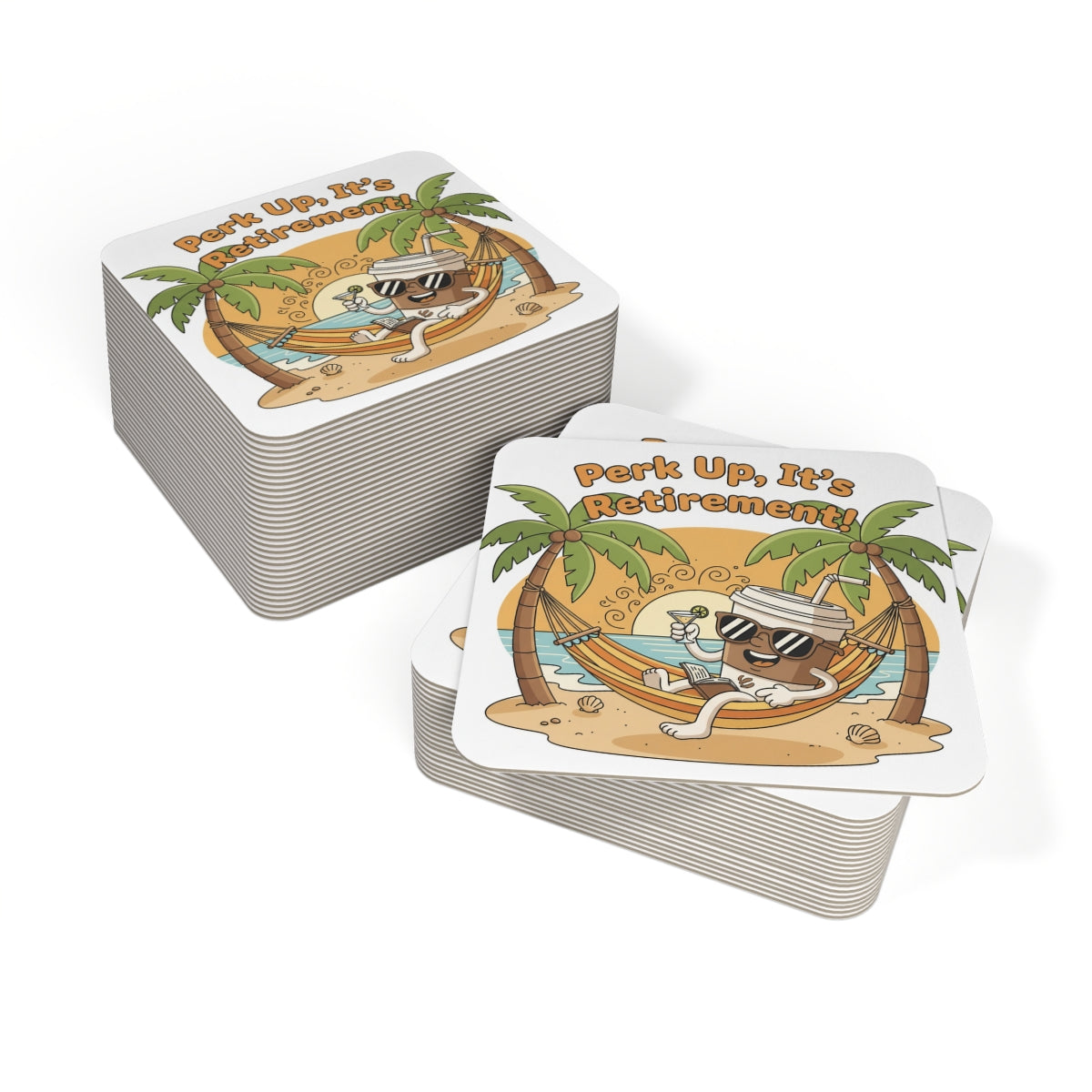 Perk Up It's Retirement Funny Coffee Coasters Set
