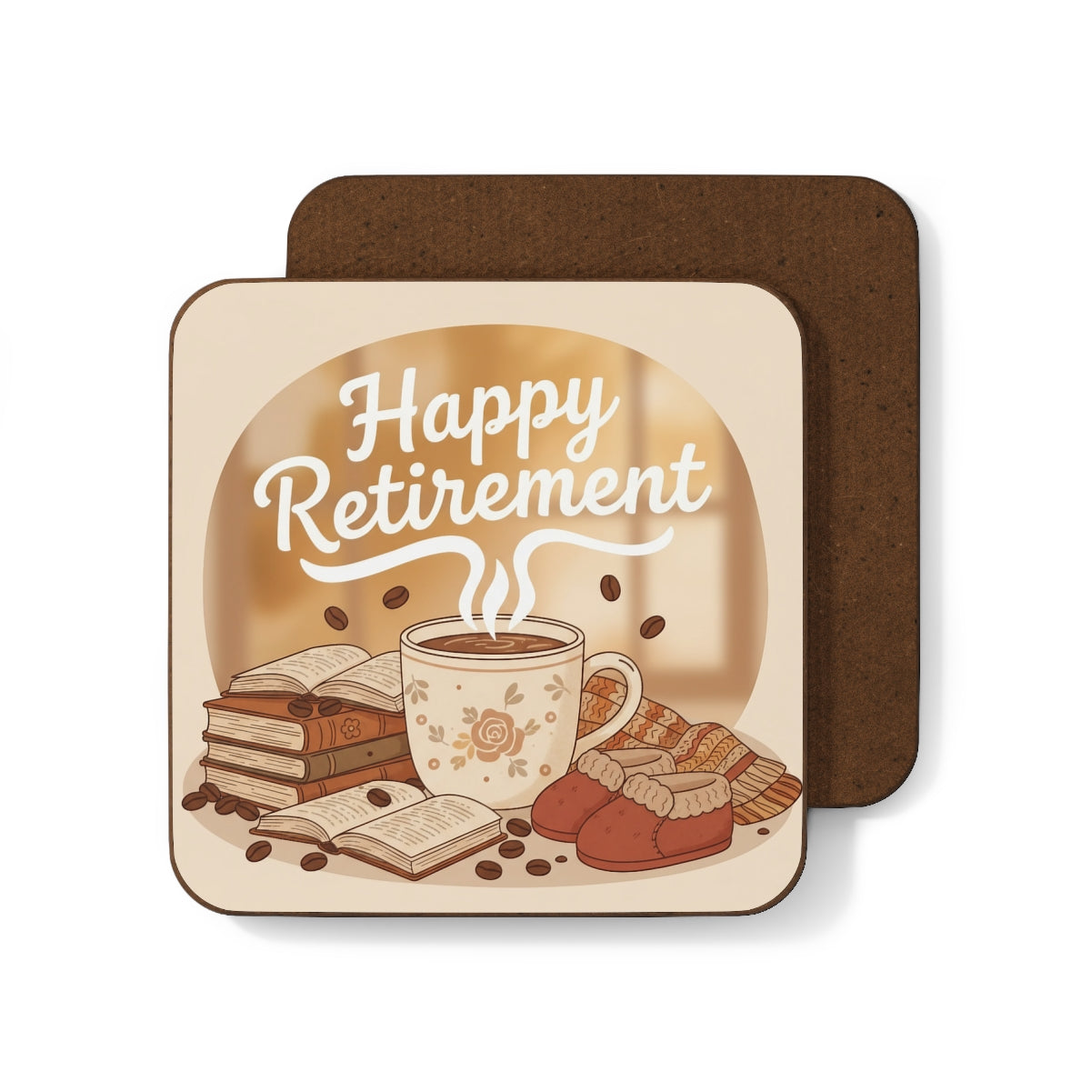 Happy Retirement Decorative Coffee Mug Illustration Coasters