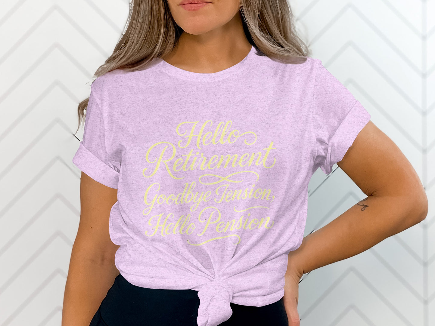 Hello Retirement Goodbye Tension Hello Pension | Celebrate with Soft Color Bella T-Shirts - Retiree Gifts Retirement Party