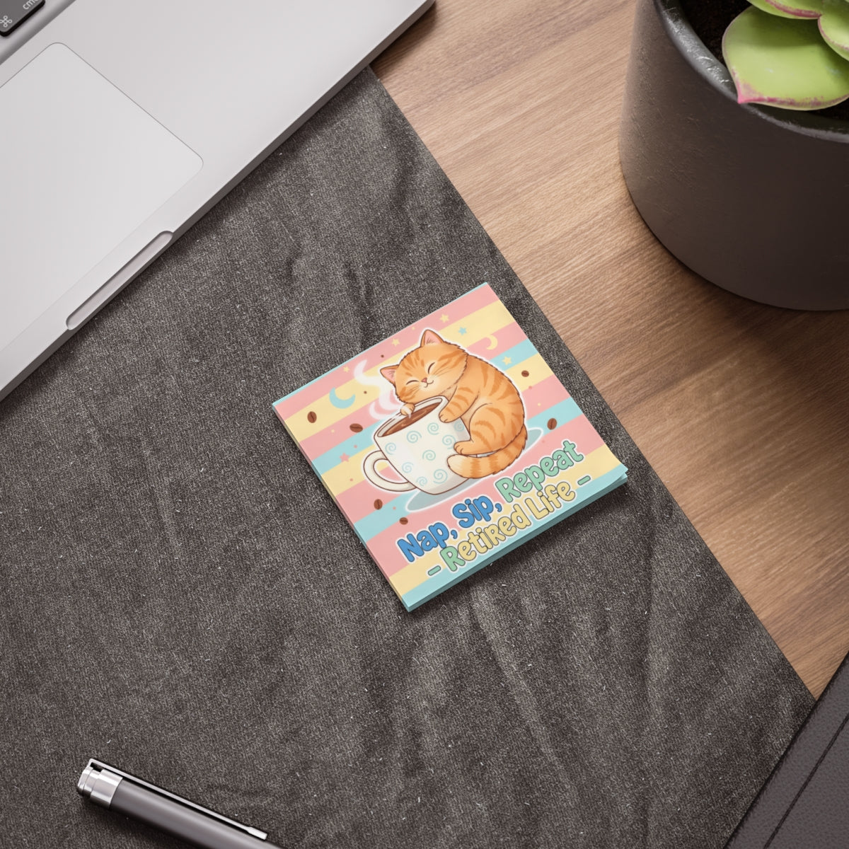 Nap Sip Repeat Retro Cat Motif Sticky Notes