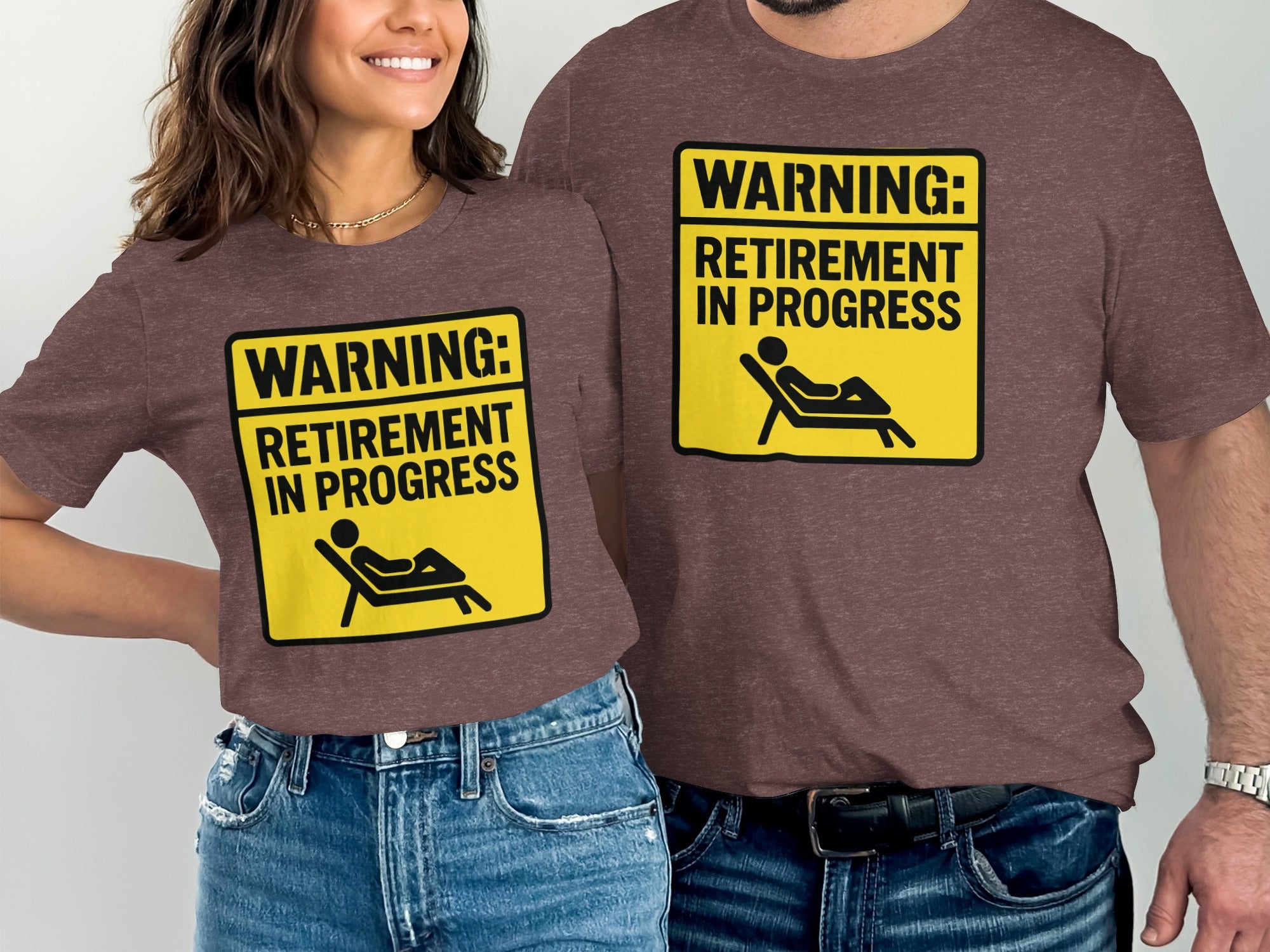 Warning Retirement in Progress | Dark Heaterh Color Bella T-Shirts - Retiree Gifts Retirement Party