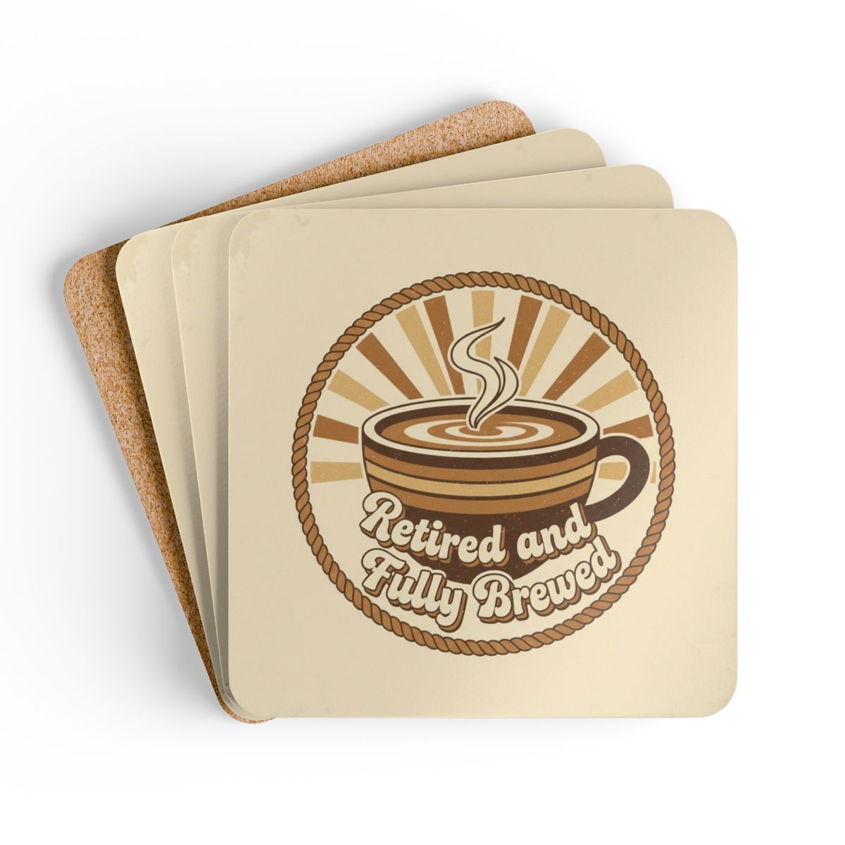 Retired and Fully Brewed Coffee Themed Coaster Set