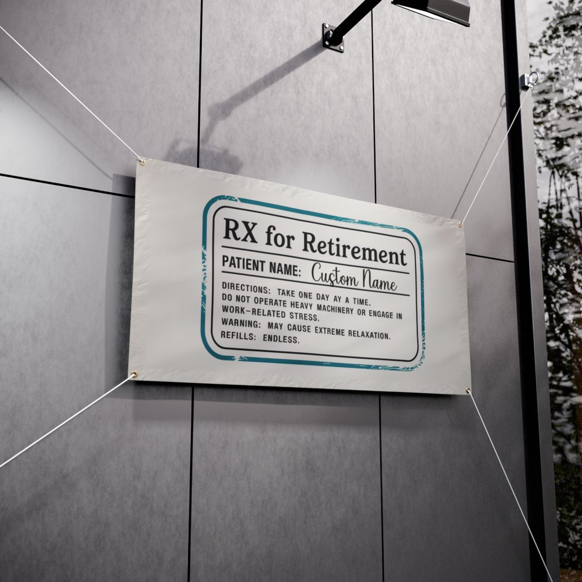 Rx For Retirement Prescription Funny Gag Gift Vinyl Banner or Yard Sign - Retiree Gifts Retirement Party
