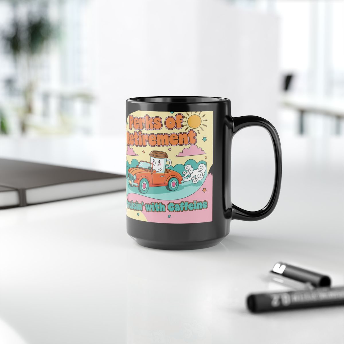 Perks of Retirement Cruisin' with Caffeine mug