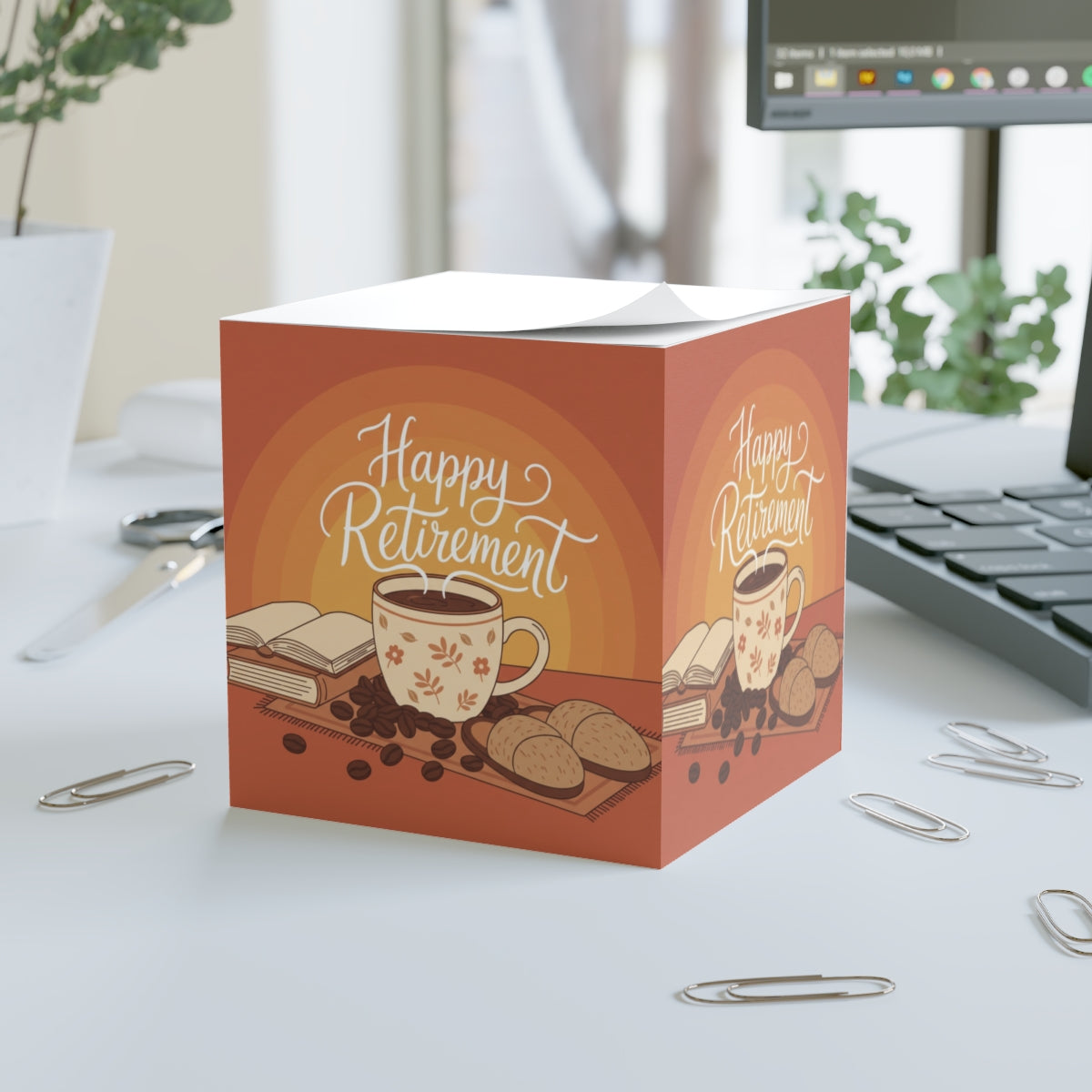 Happy Retirement Office Desk Organizer Note Cube