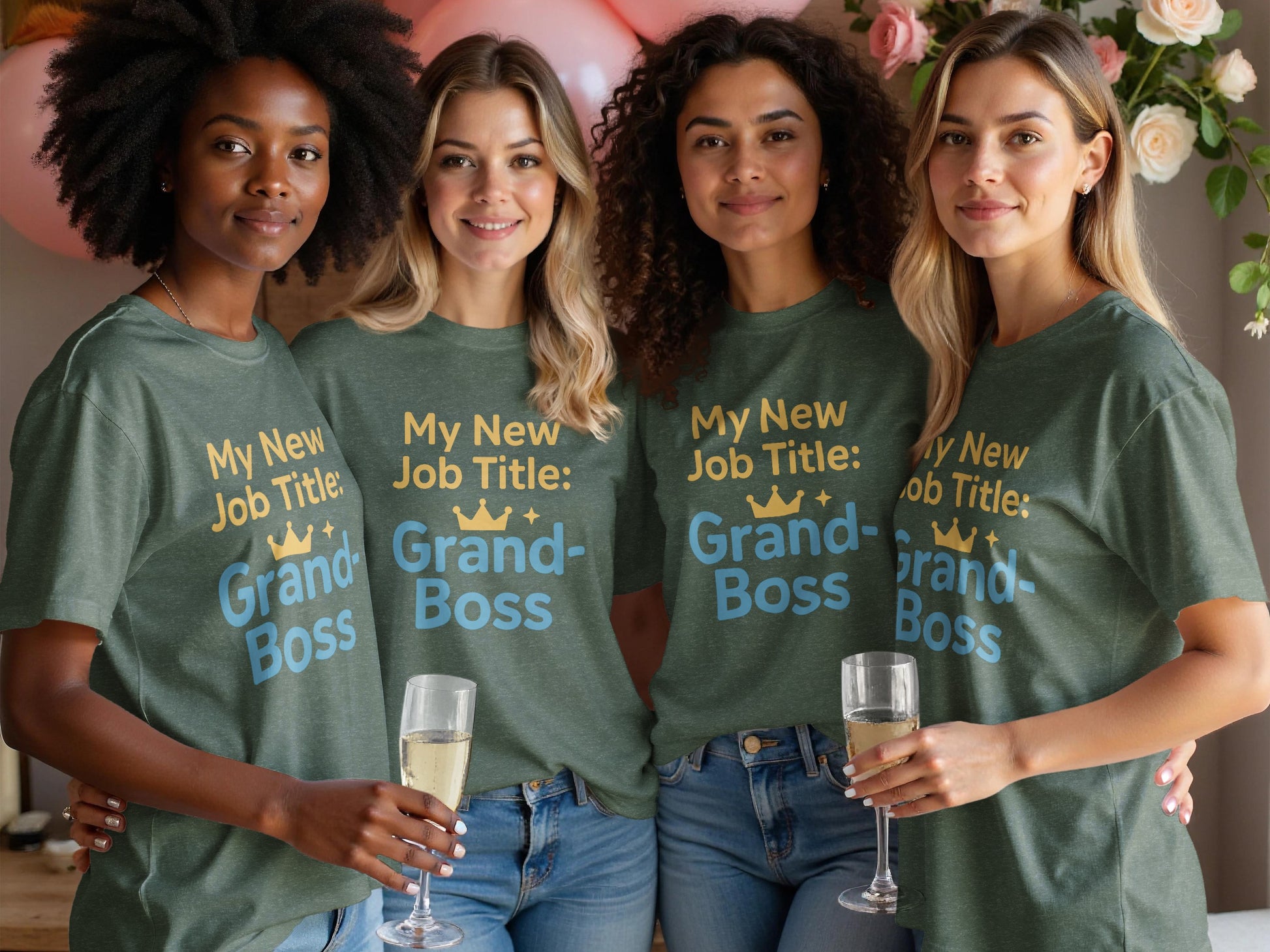 My New Job Title Grand Boss | Dark Heaterh Color Bella T-Shirts - Retiree Gifts Retirement Party