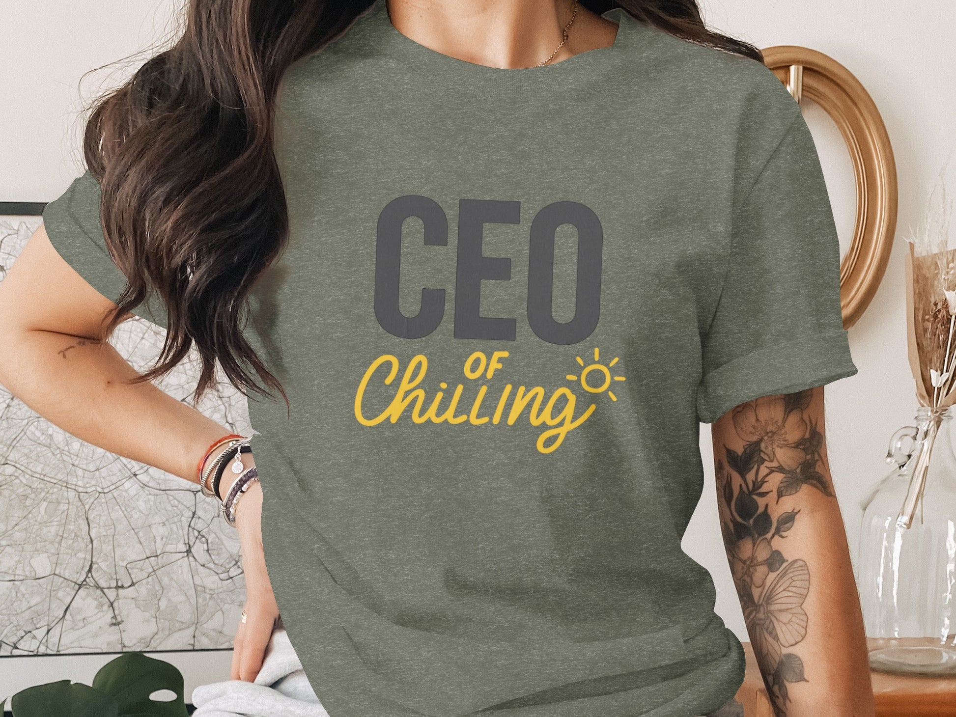 CEO of Chilling | Retire in Style with Dark Heather Color Bella T-Shirts - Retiree Gifts Retirement Party
