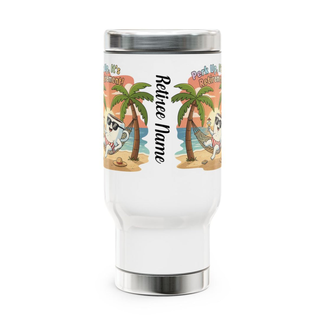 Cute Cartoon Retirement Travel Tumbler with Custom Name