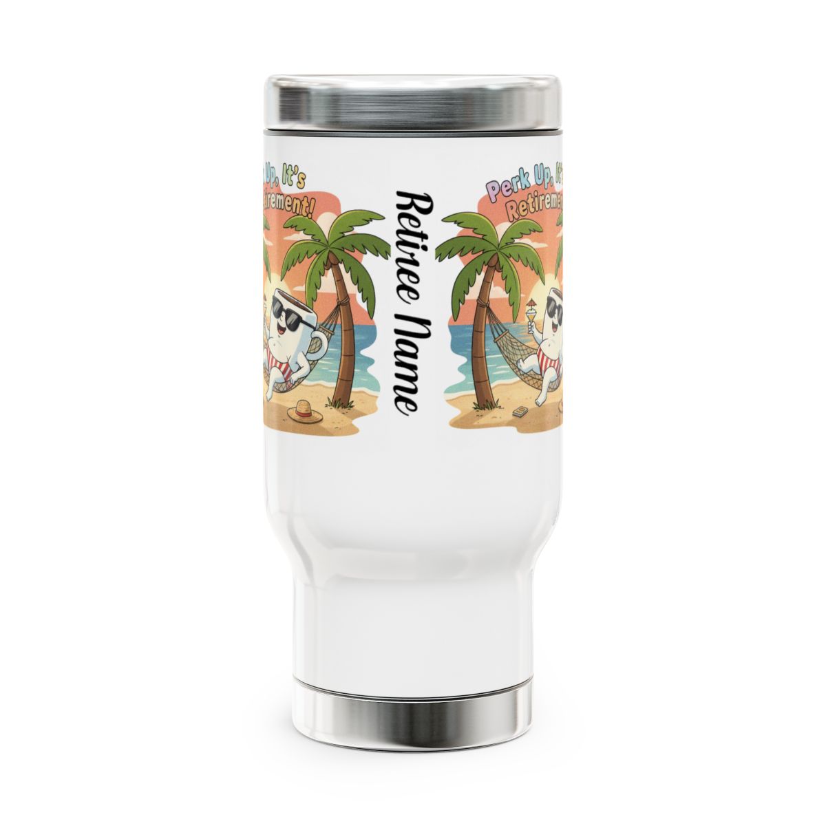 Cute Cartoon Retirement Travel Tumbler with Custom Name