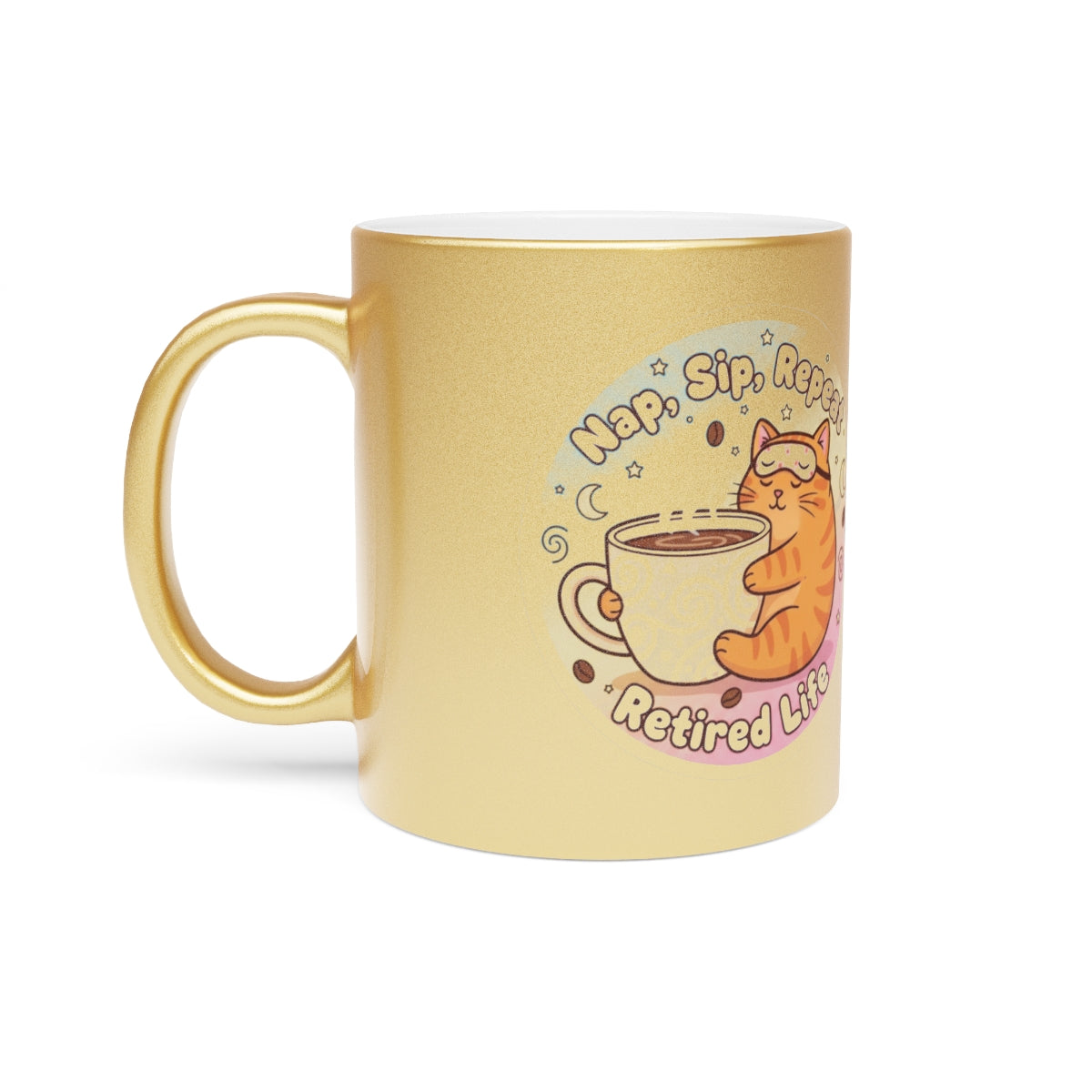 Nap Sip Repeat Retired Life Cat Design Mug