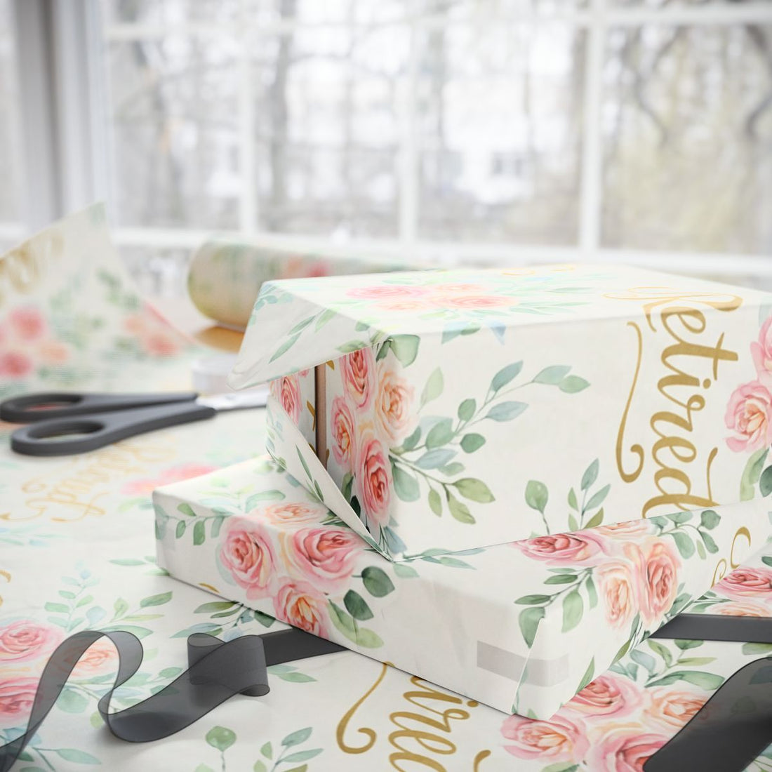 Floral Design Elegant Gift Wrapping Paper Roll