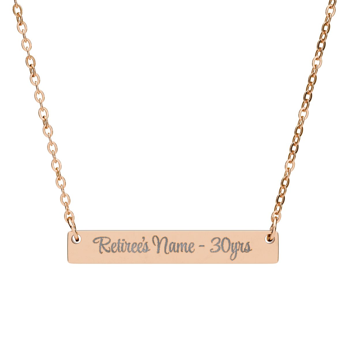 Elegant Retiree's Name 30yrs Engraved Necklace