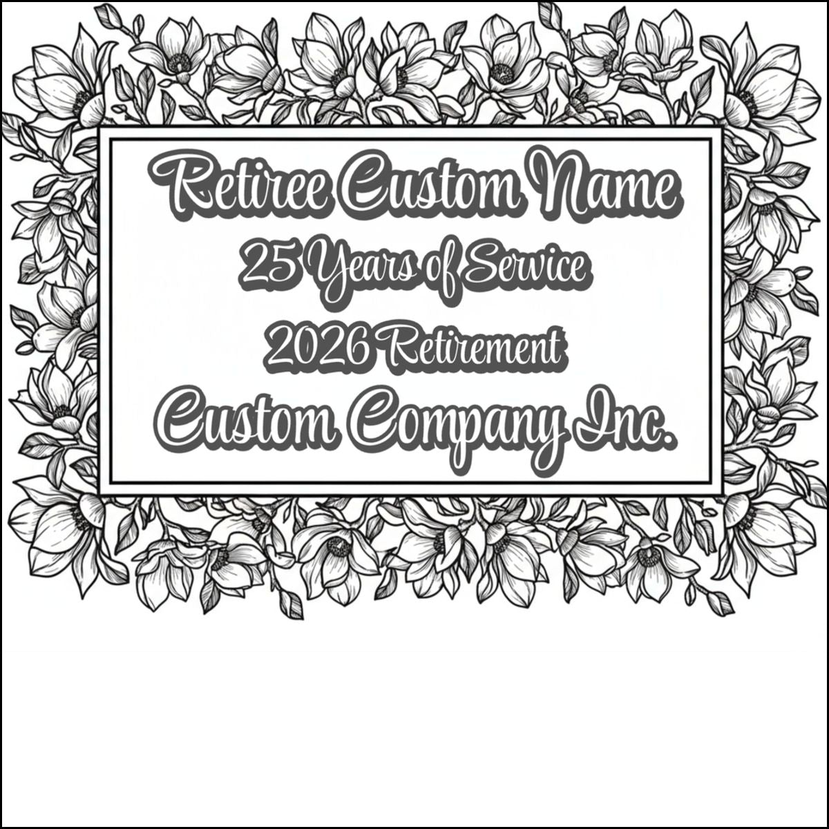 Elegant 25 Years of Service Custom Retirement Product