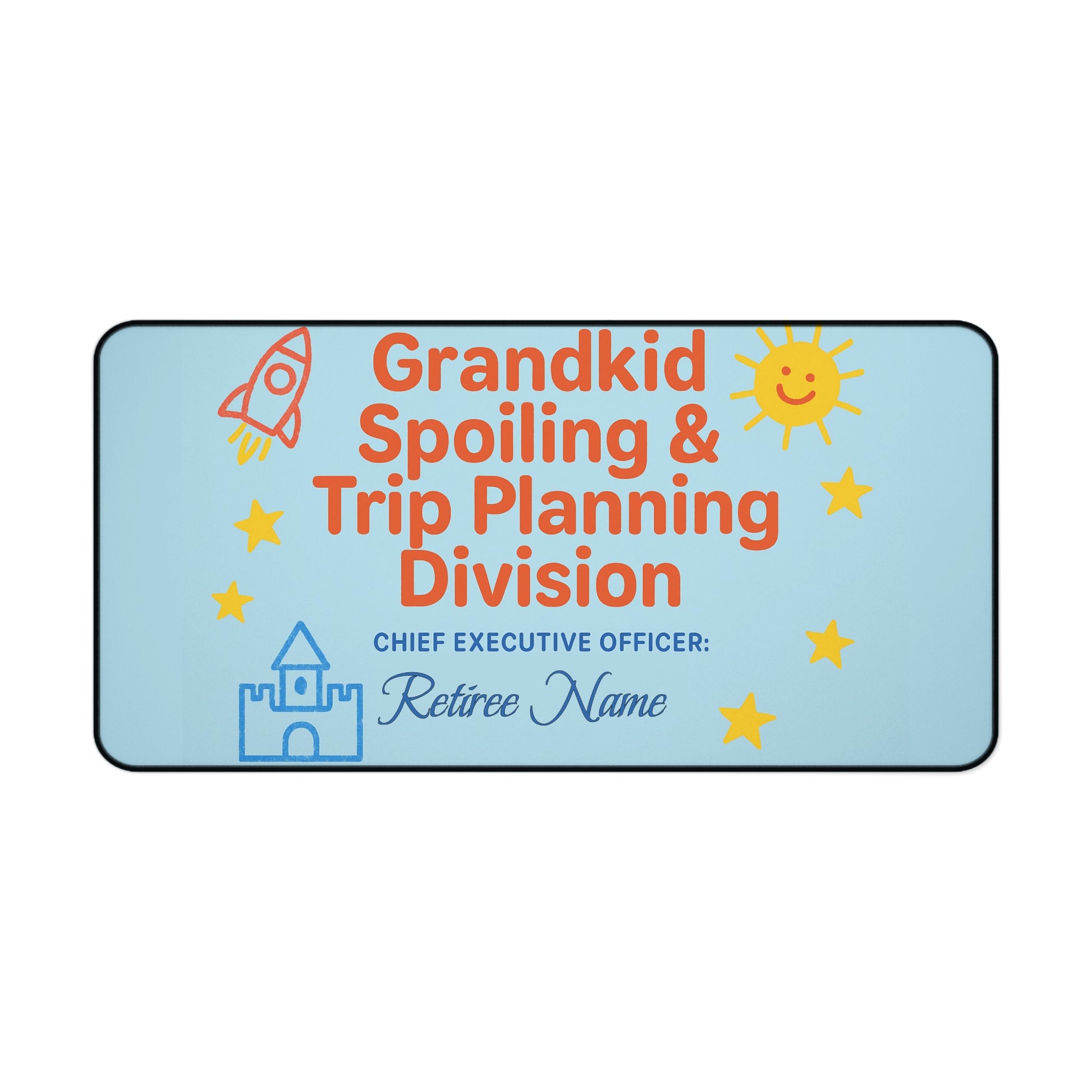Personalized Retirement Gift – “Grandkid Spoiling Spoiling Planning Station” Desk Mat / Mouse Pad - Retiree Gifts Retirement Party