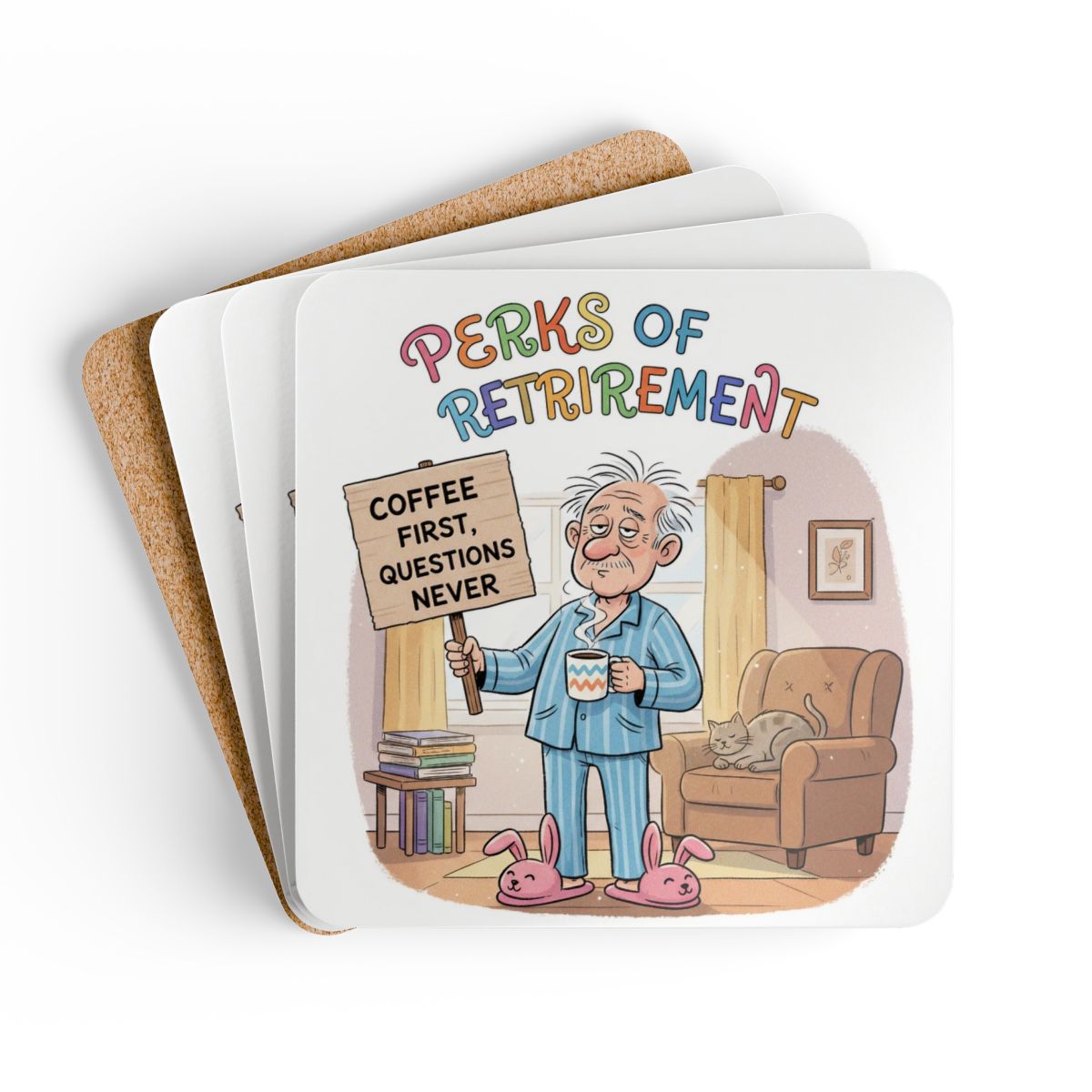 Funny Coffee Retirement Coaster Set for Home Decor