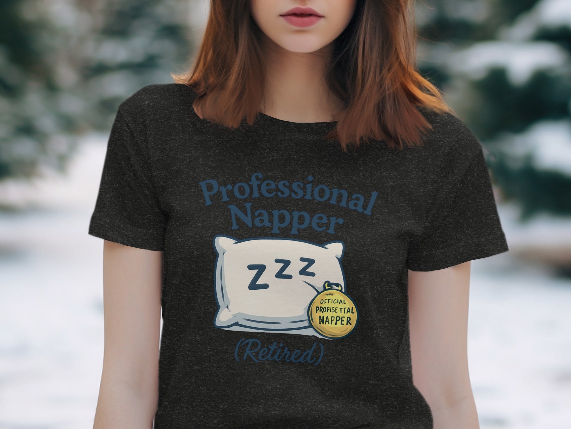 Professional Napper Retired T-Shirt | Official Profistial Napper | Dark Heaterh Color Bella T-Shirts - Retiree Gifts Retirement Party