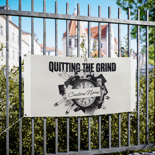 Quitting The Grind Clock with Pins on Paper Vinyl Banner or Yard Sign - Retiree Gifts Retirement Party