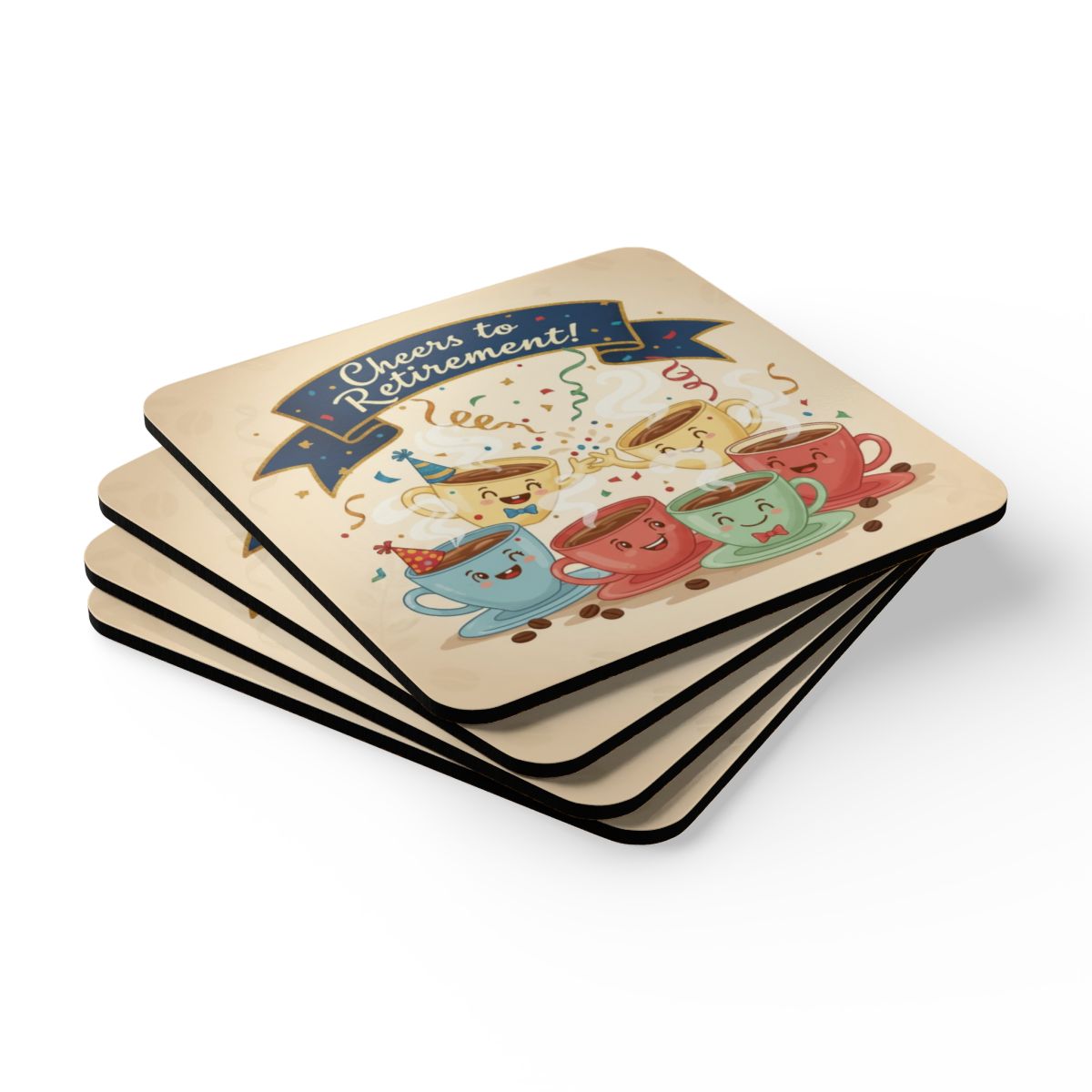 Cheers to Retirement Colorful Keep Sake Coaster Set