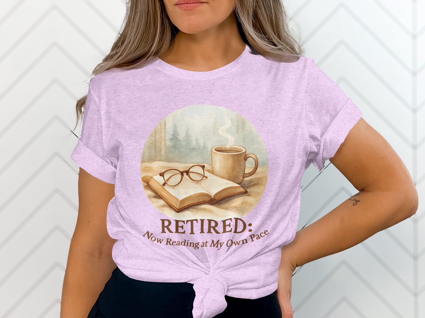 Retired Now Reading at My Own Pace | Warm Scene Soft Color Bella T-Shirts - Retiree Gifts Retirement Party