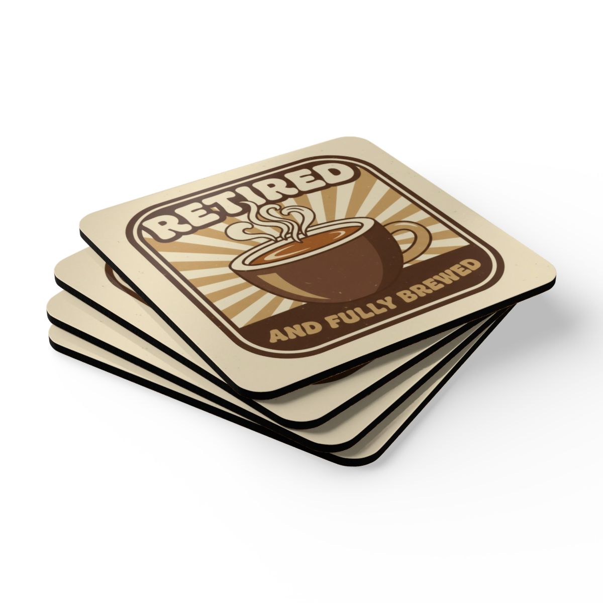 Retired and Fully Brewed Coffee Lover Coaster Set